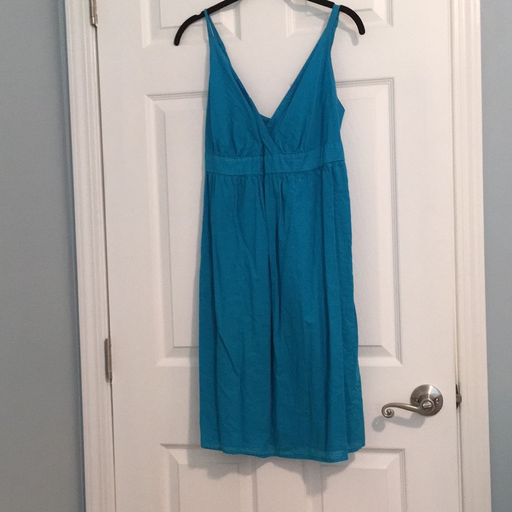 Blue sundress, top of knee length